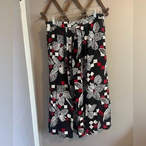 Vintage geometric abstract floral midi skirt rayon bold art to wear size 14